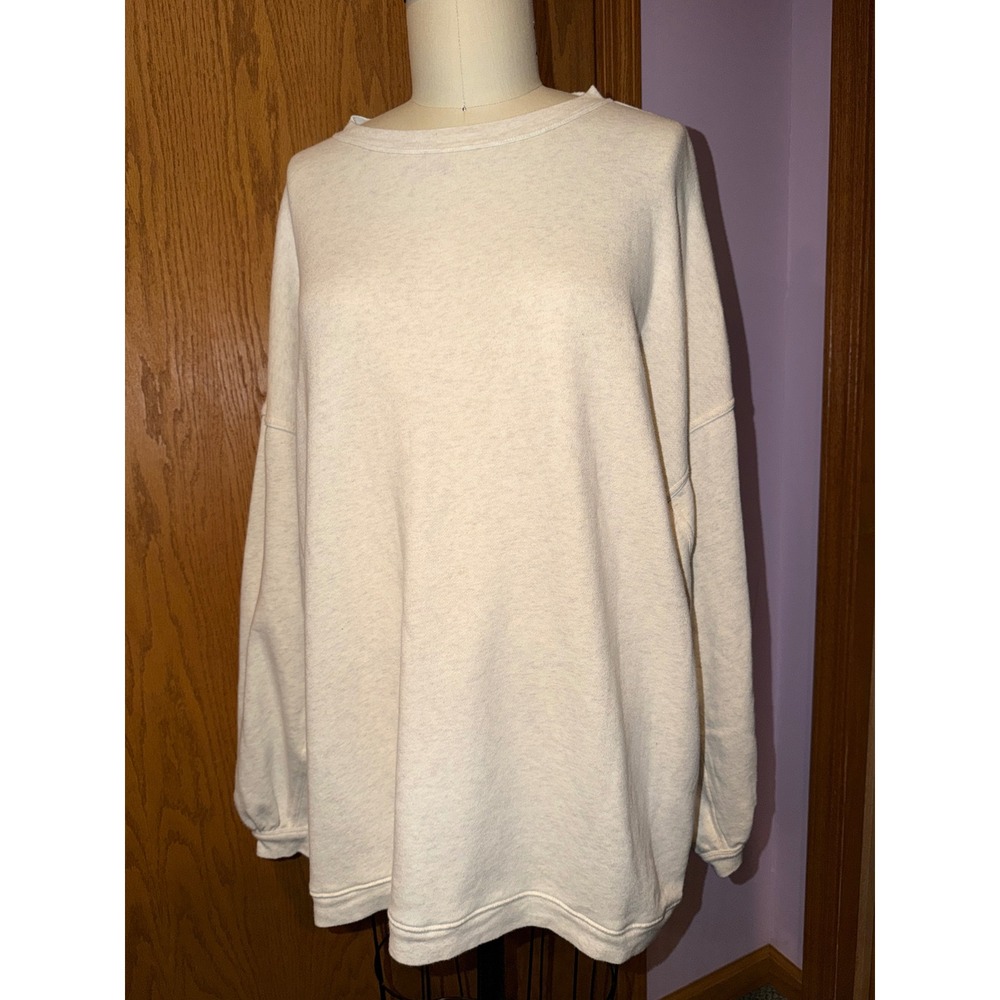 Aerie Sweatshirt Womens XXL Oatmeal Oversized Balloon Sleeve Crewneck Pullover